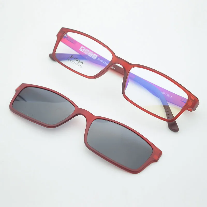 B-Ultem Ultra-lighBt Tungsten Titanium Eyeglass Frame 3D Magnet Clips on Sunglasses Myopia Functional Glasses Polarized JKK 79