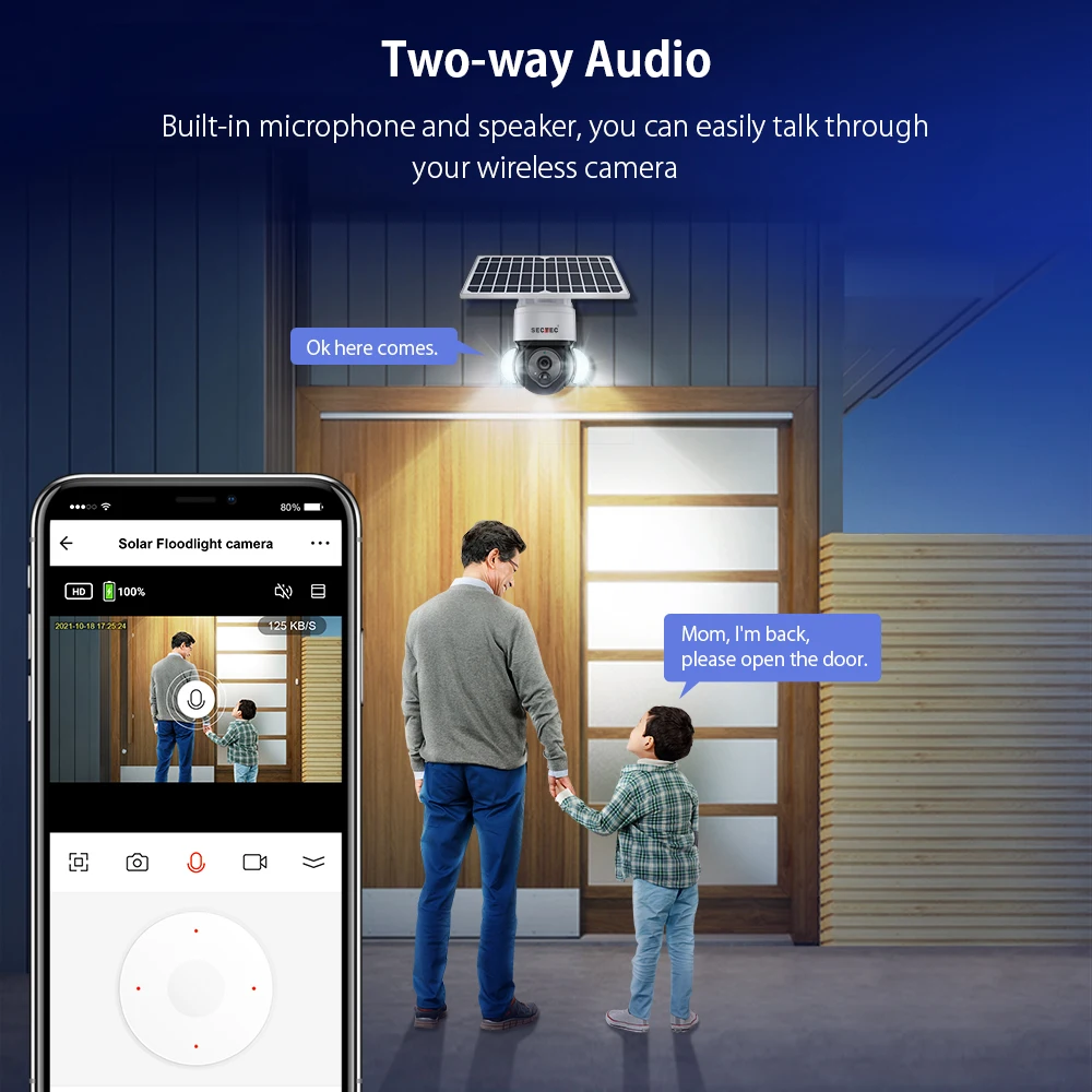 SECTEC – caméra de Surveillance extérieure Tuya 4G HD 3MP, avec panneau solaire, Cloud, carte SIM, Protection de sécurité