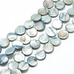 28pcs/strand Natural White Shell Beads Mother of Pearl Shell Beads Loose Flat Round Shell Chip Charms Beads For  Jewelry Making