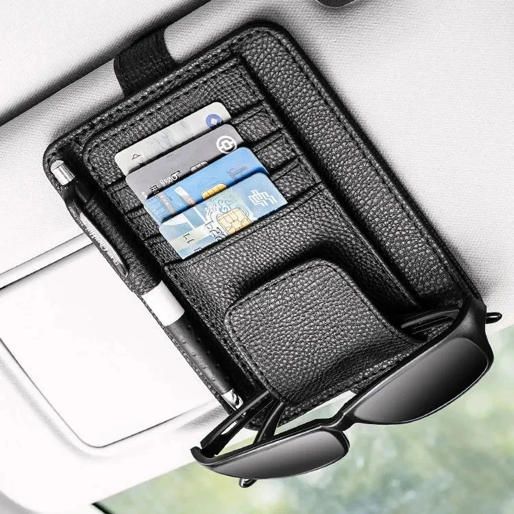 Car Sun Visor Bill Pen Business Card Holder CD DVD Organizer Storage Box Sunglasses Clip Stowing Tidying Car Accessories