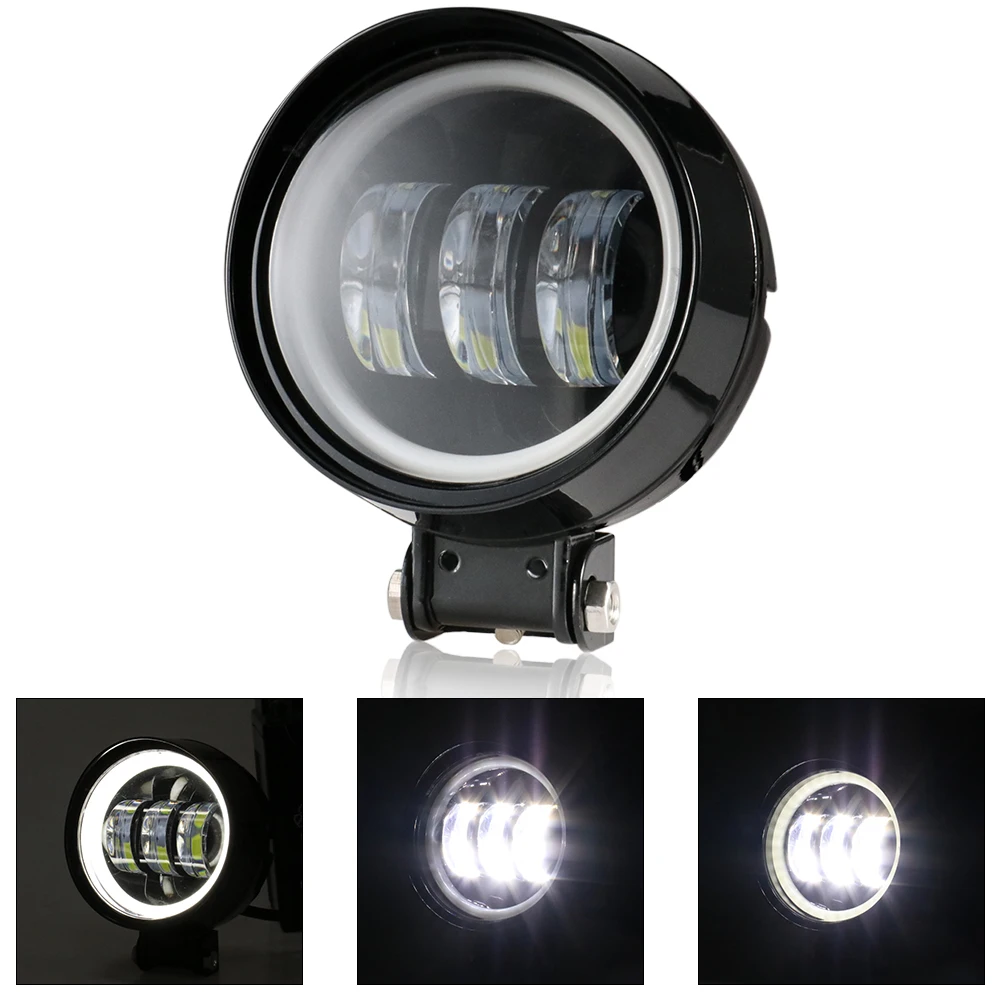 Universal led Motorcycle Spotlight Scooter Round LED Auxiliary Lamp Headlight Motor White DC 12V Headlamp Moto Refit Front Light