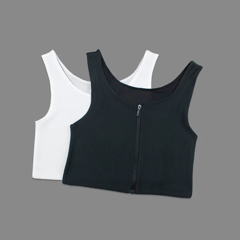 Corset Flat Breast Binder Les Zipper Short Corset bra Summer Comfortable Chest Binder Trans Vest S-3XL Crop Tops Bamboo Charcoal