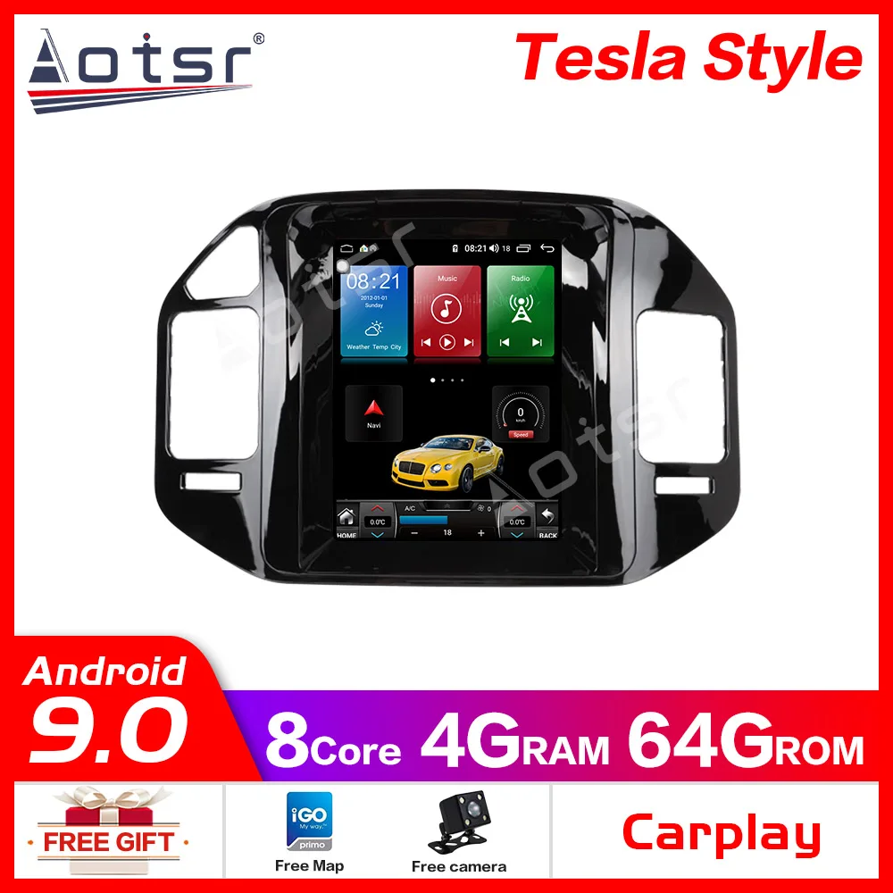 

Android 4+64 For Tesla style Car GPS navigation for Mitsubishi Pajero V73 V77 V68 V75 1997--2011Radio HeadUnit Multimedia player