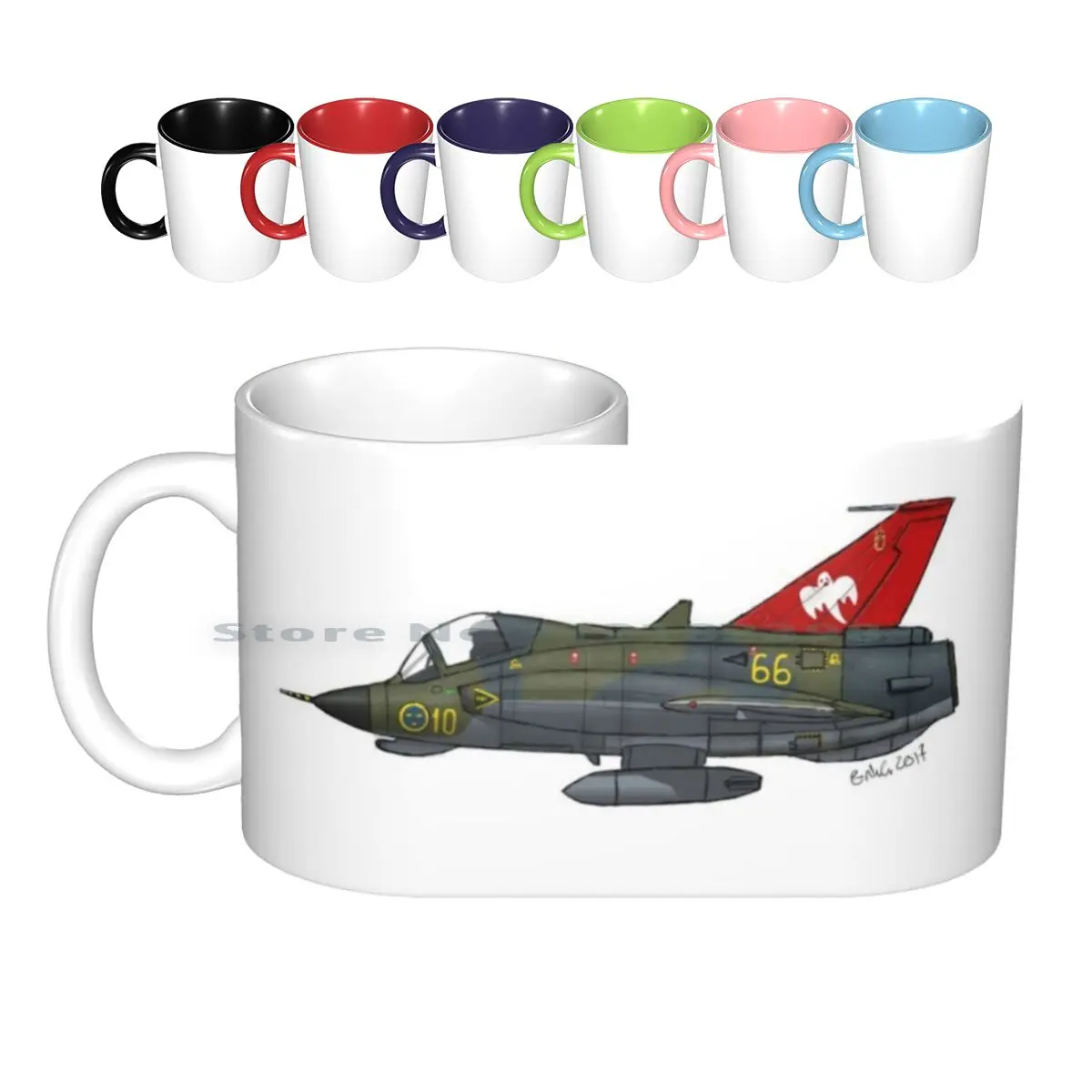 Saab J 35 Draken Ceramic Mugs Coffee Cups Milk Tea Mug Draken Saab Fighter Creative Trending Vintage Gift Bottle Cup