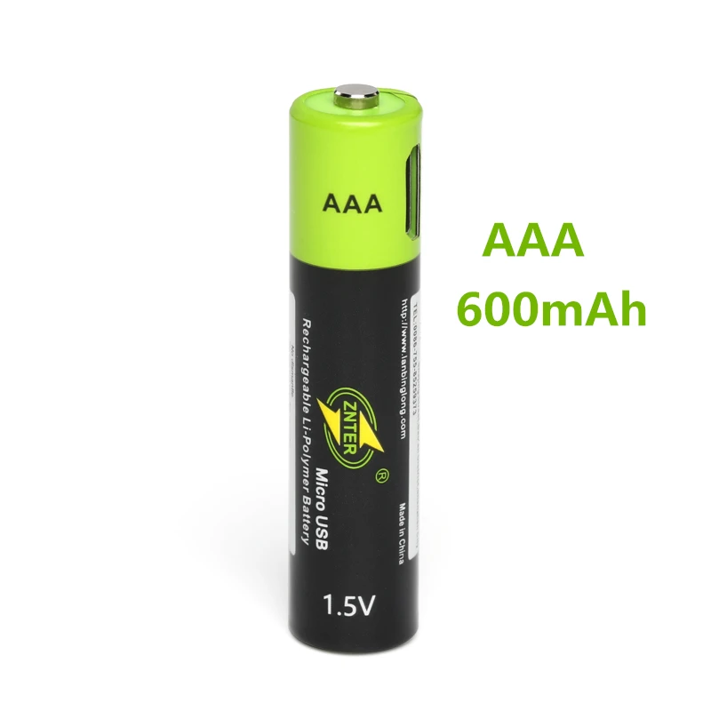 1PCS ZNTER 1.5V AAA rechargeable battery 600mAh USB rechargeable lithium polymer battery fast charging via Micro USB cable