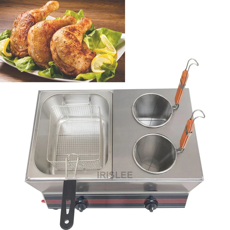 

Commercial Kitchen 2 Fry Baskets Stainless Steel Gas DeepFryer Industrial Gas Deep Fryers