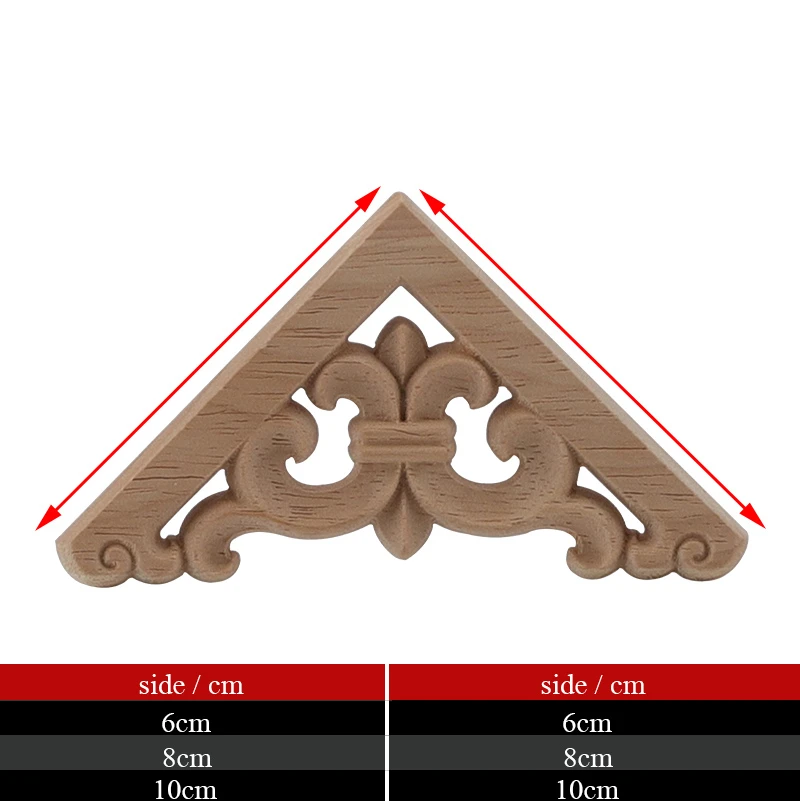 VZLX Carved Unpainted European Exquisite Floral Leaves Rubber Furniture Window Corner Wood Applique Figurines Vintage Home Deco