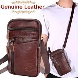 1pc Multi-zweck Casual Männer Leder Telefon Pouch Gürtel Tasche Taille Geldbörse Pack Fashion Zipper Anti-diebstahl crossbody Schulter Tasche