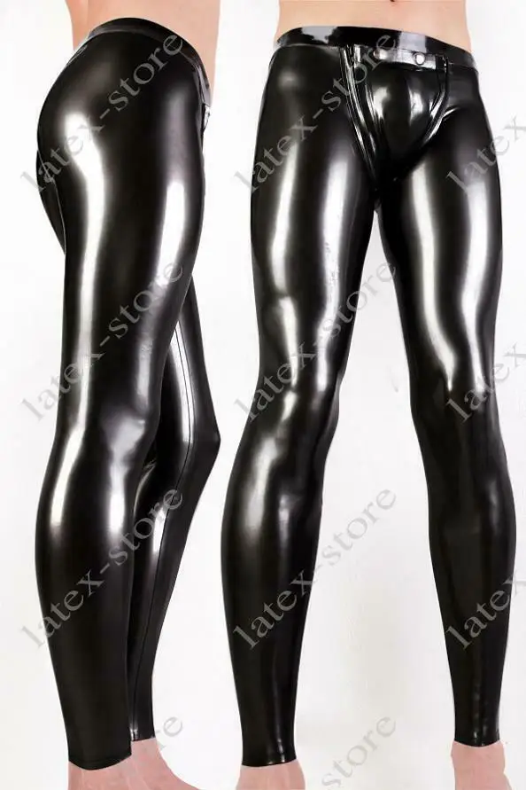 Latex Trousers with CODPIECE Crotch Hole Zip Cover Pants Unique Customized 0.4mm