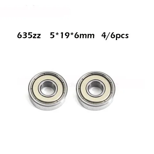 Free shipping 4/6PCS 635ZZ ball bearing 5*19*6 mm deep groove ball bearing 635 ZZ 635-2Z 5X19X6mm