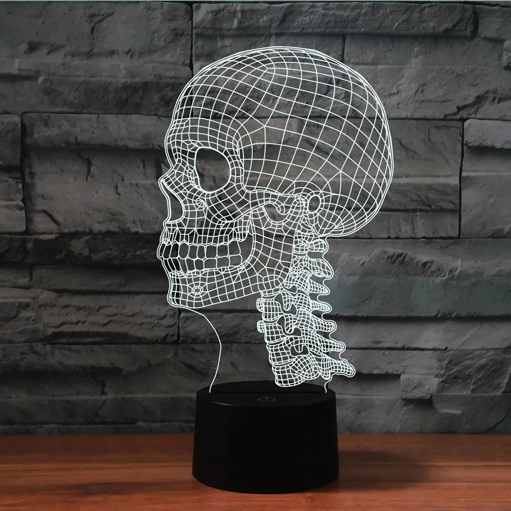 3D Lamp Colorful Skull Acrylic Touch Illusion Night Light Remote Control Led Table Lamp 16 Color Change Birthday Christmas Gifts