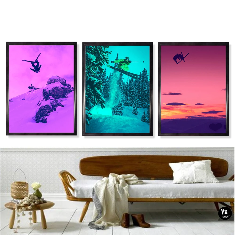 Extreme Sport Posters and Prints Wonderful Skier Canvas Painting Winter Sports Wall Pictures for Living Room Home Decor No Frame