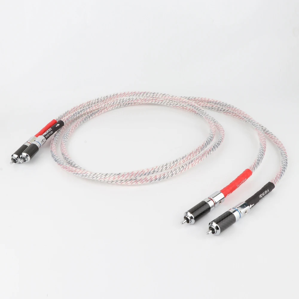 Pair Nordost Valhalla 7N Silver Plated Audio Interconnect Cable With Carbon Fiber Rhdoium-Plated RCA Plug Connector