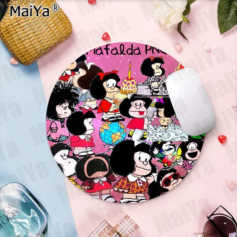 MaiYa Arrivals Top Quality Mafalda Girl gamer play mats round gaming Mousepad Anti-Slip Laptop PC Mice Pad Mat gaming Mousepad