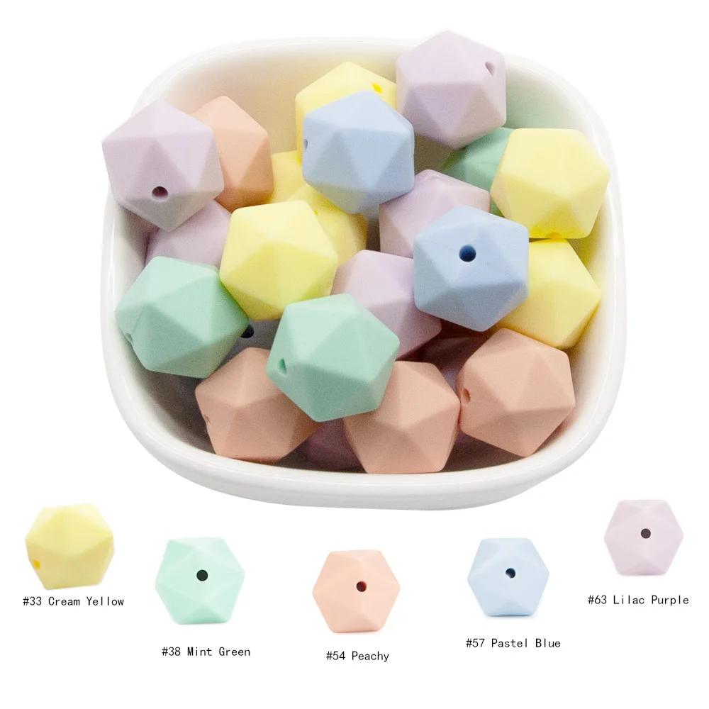 10PCS Silicone Beads Polygon 17mm 10pcs BPA Free sensory  Baby products Chewable Teething Pacifier Baby toy