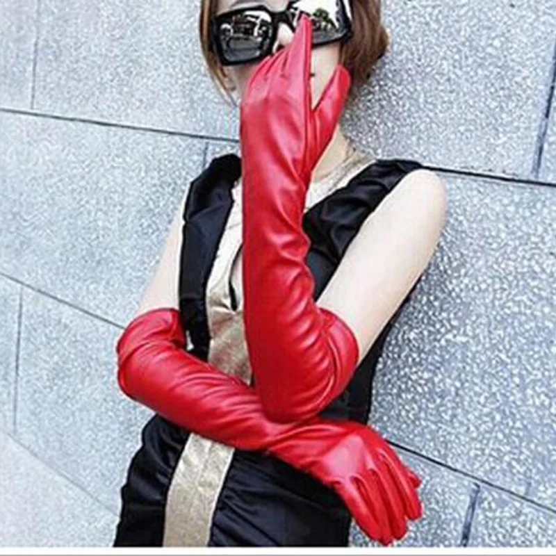 Hair women\'s long touch screen leather gloves 50cm autumn and winter new style wholesale fashion gloves G203