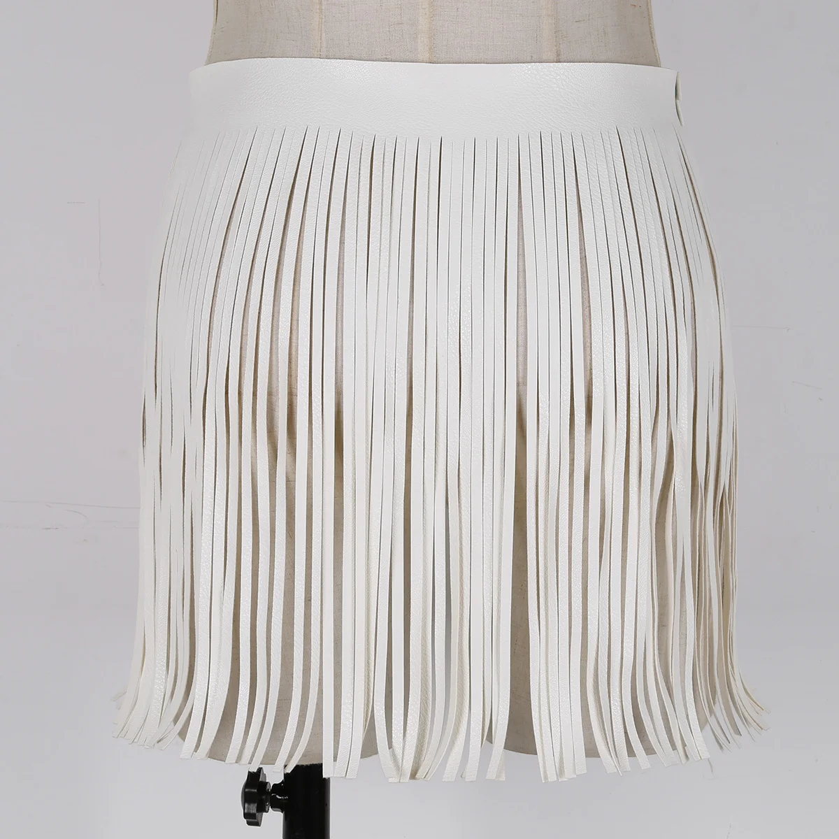 Women Adjustable Faux Leather Waistband Fringe Tassel Skirt Belt