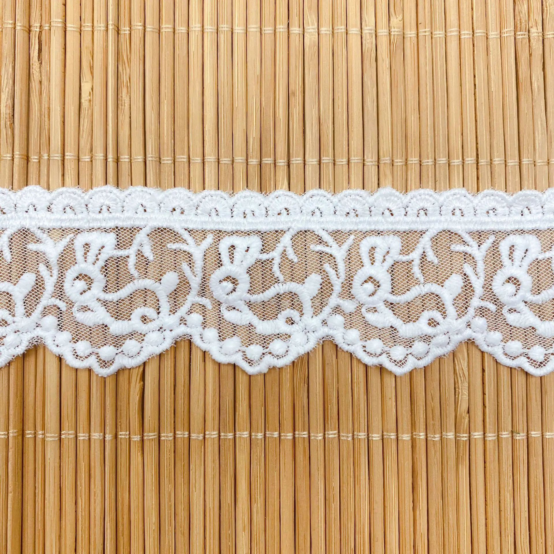 Bilateral Mesh Embroidery Rabbit Milk Silk Lace Crafts Sewing Ribbon White Black Stretch Lace Trimming Fabric Knitting Material