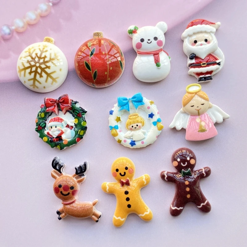 10/20 pieces of new Christmas Angel Kawaii resin convex circle scrapbook hair bow decorative crafts DIY fashion accessories F37