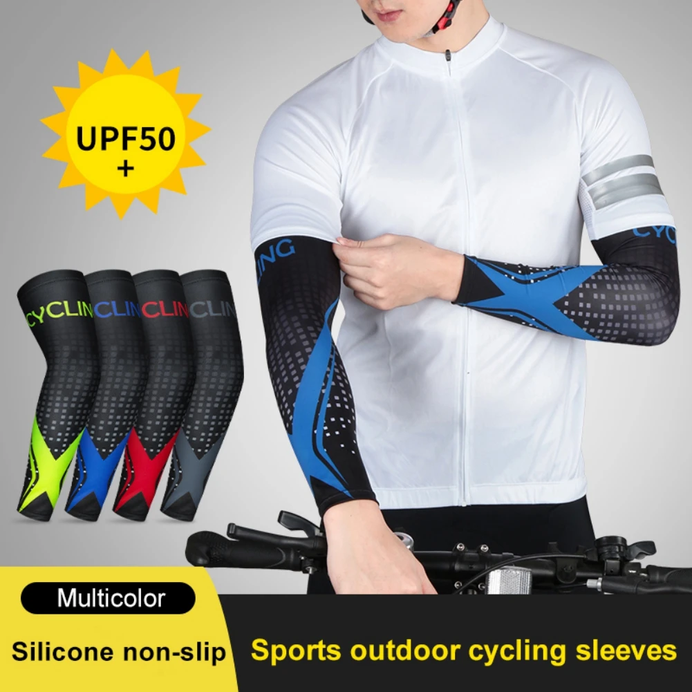 1 Pair Cycling Arm Sleeve UV Protection Sports Running Arm Warmer Sunscreen Breathable Cooling Bike Bicycle Arm Cover Cuff