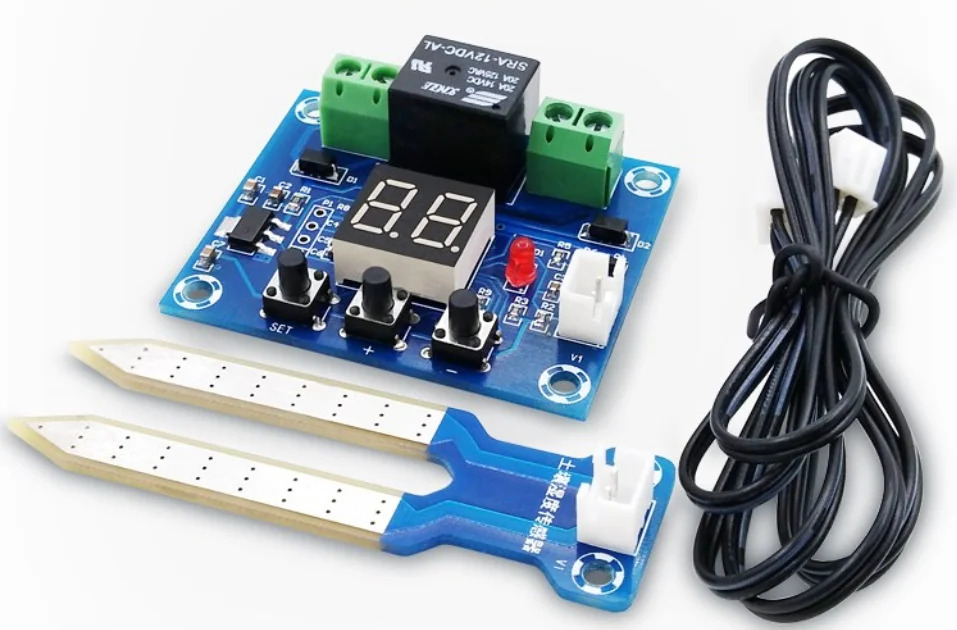 XH-M214 토양 습도 센서 컨트롤러, 관개 시스템, 자동 급수 모듈, 디지털 디스플레이, 습도 컨트롤러, 빨간색, 12V