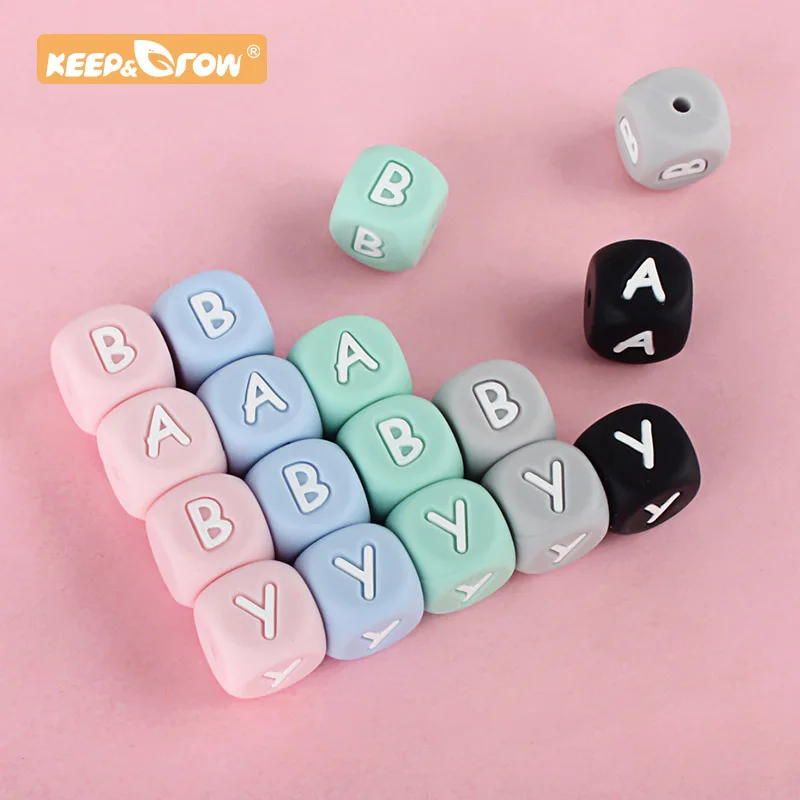 10pcs Silicone Letter English Beads 12mm BPA Free Alphabet Baby Teething Food Grade Baby Teething Toy Baby Name For Personalized