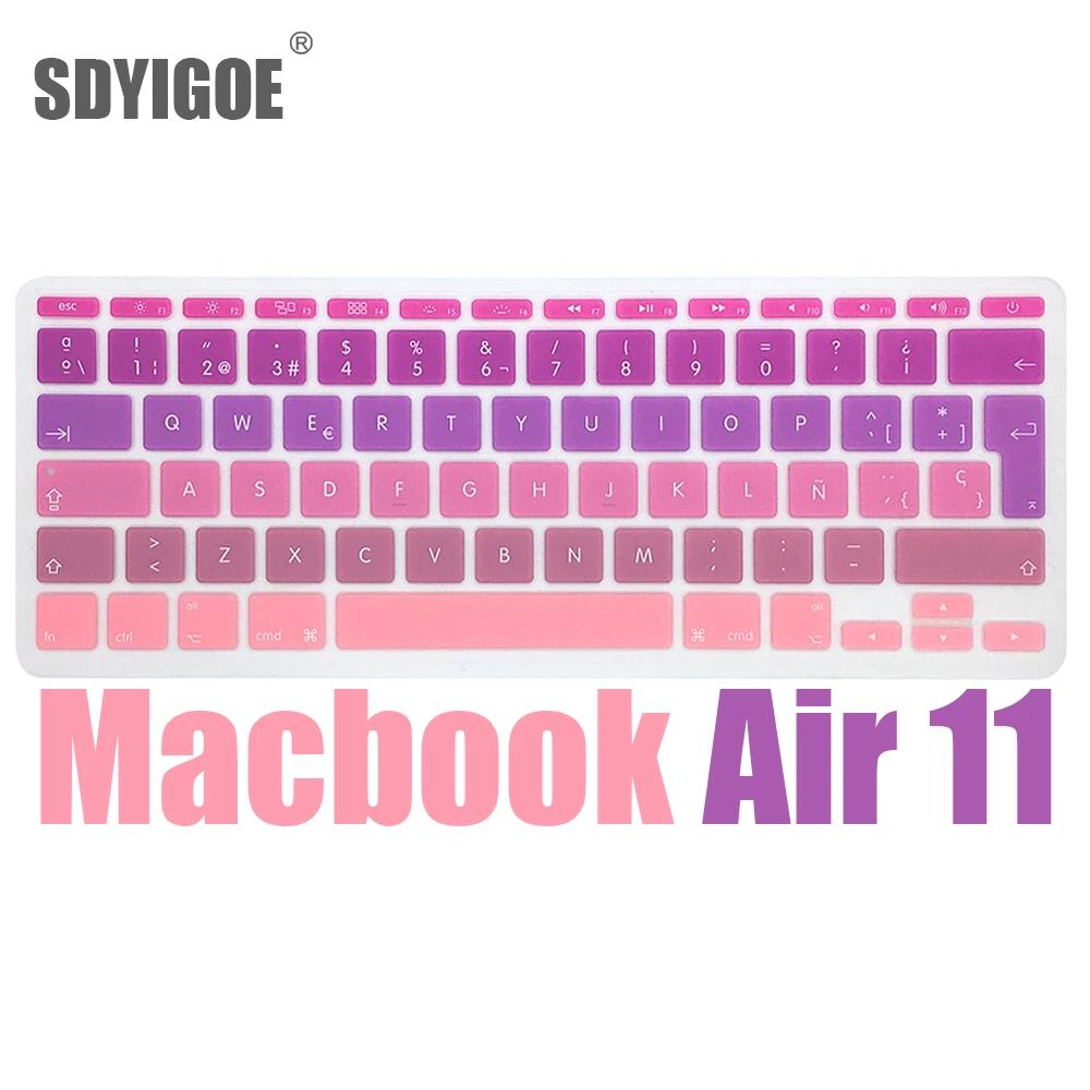 

Чехол для клавиатуры с испанской раскладкой для Macbook air11, защитная пленка, силиконовый рукав, наклейка на клавиатуру A1465 A1370