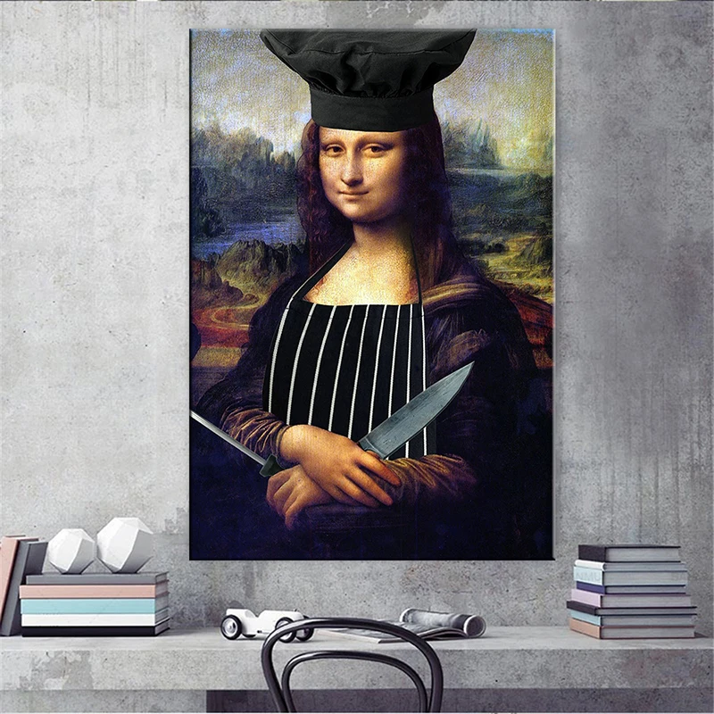 Nordic Style Minimalism Mona Lisa Canvas Painting Funny Art Posters and Prints Wall Art Pictures for Living Room Home Decoration
