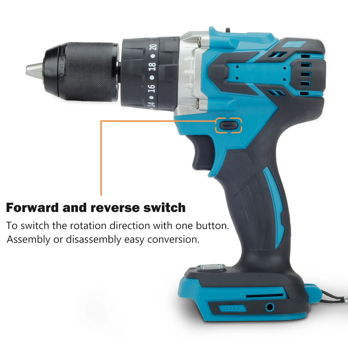 Trapano elettrico senza cordone a 1/2 pollici del cacciavite di 13mm per la pesca del trapano a percussione senza spazzola 115NM per la batteria al litio di Makita 18V