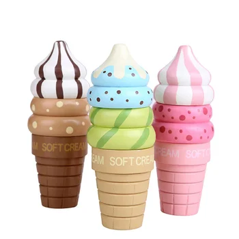 Wooden kitchen toys pretend play house ice cream food simulation kitchen magnetic food…