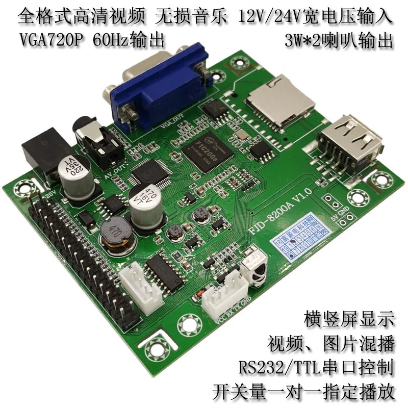 Serial Port Control Mp5 Playback Decoding Board Full hd Vídeo sem Perdas Música Horizontal e Vertical Tela Sala Secreta