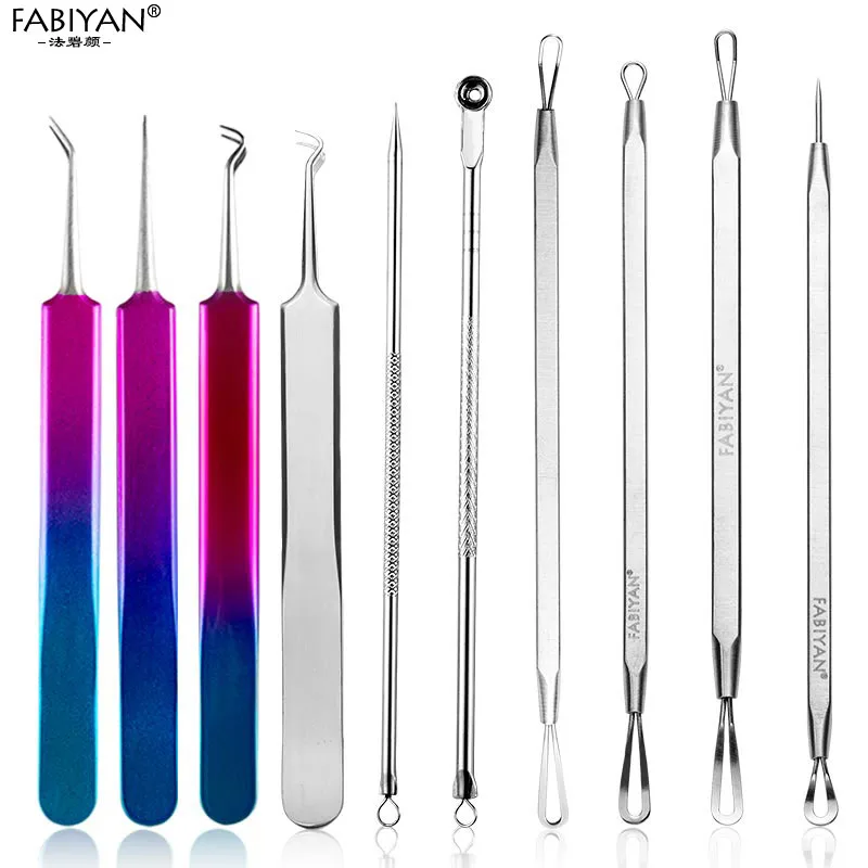 Gradient Stainless Steel Tweezer Clip Nipper Eyelash Blackhead Acne Comedone Extractor Remover Nail Art Rhinestone Picking Tools