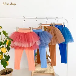 Fashion Baby Girl Princess Legging With Tutu Skirt Child Culottes Mesh Patchwork Winter Spring Autumn Baby Clothes 1-10Y