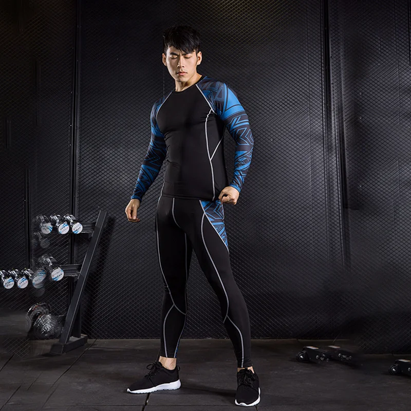 2021 New Compression Men's Sport Suits Gym Tights Training Clothes Workout Jogging Sports Set Breathable Jogging Clothing