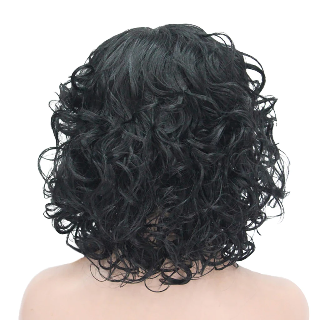 

Women 14" Long Kinky Wavy Curly Synthetic Hair Wigs Black - Easy to Wear and Care