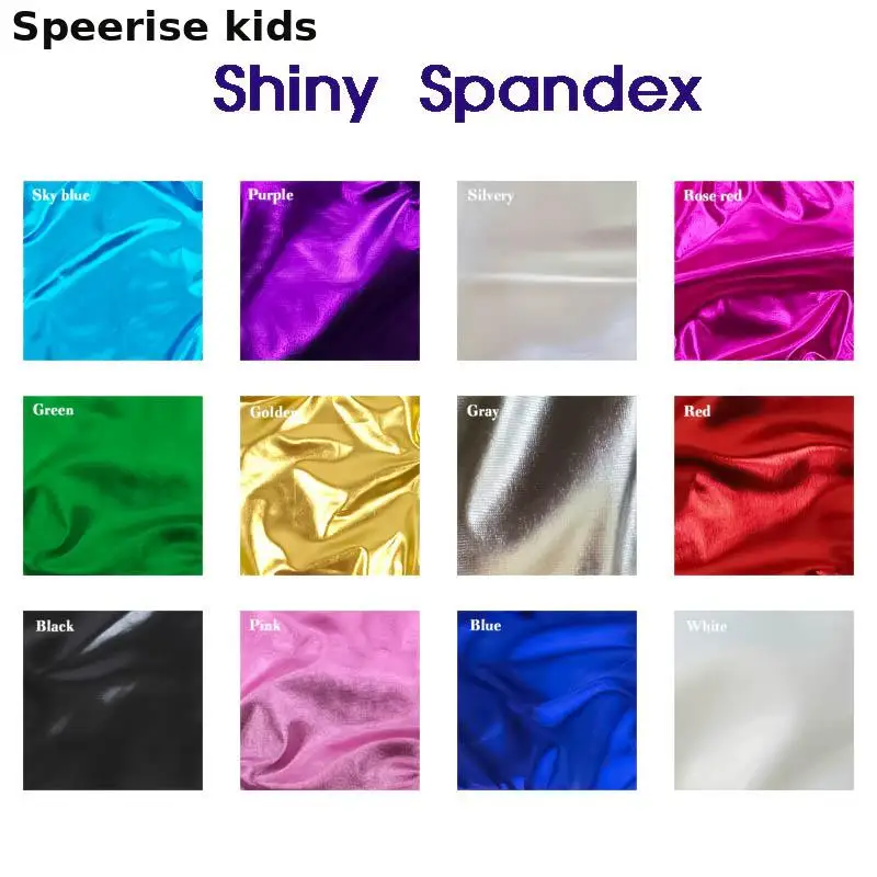 Speerise Kids Shiny Spandex Bodysuit Stirrup Second Skin Metallic Nylon Catsuit Zentai Unitard Long Sleeve Gymnastics Sportswear