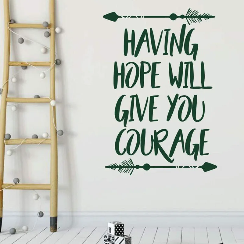 Art Lettering Wall Decal Hope Will Give You Courage Quotes Vinyl Window Stickers Kids Bedroom Nursery Home Decor Wallpaper Q706