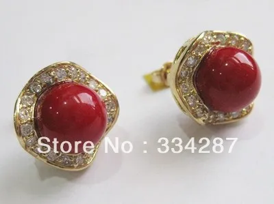 

Charming!Red Sea Shell Pearl&Crystal Earring