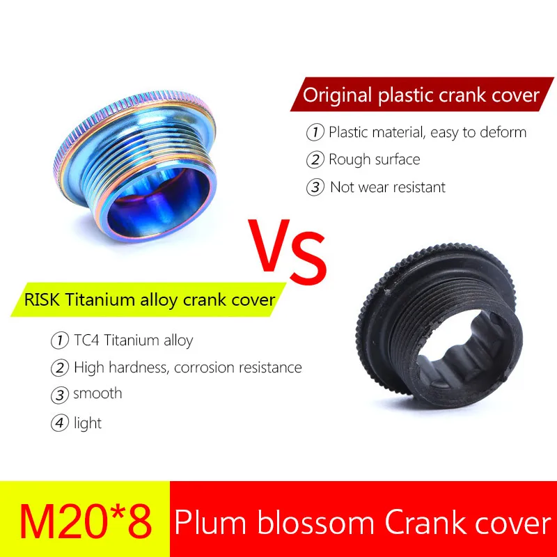 RISK M20x8mm M6x18mm Titanium Bicycle Crankset Cover Bolts XT XTR Mountain Road Bike Plum Blossom Bottom Bracket Crank Arm Screw