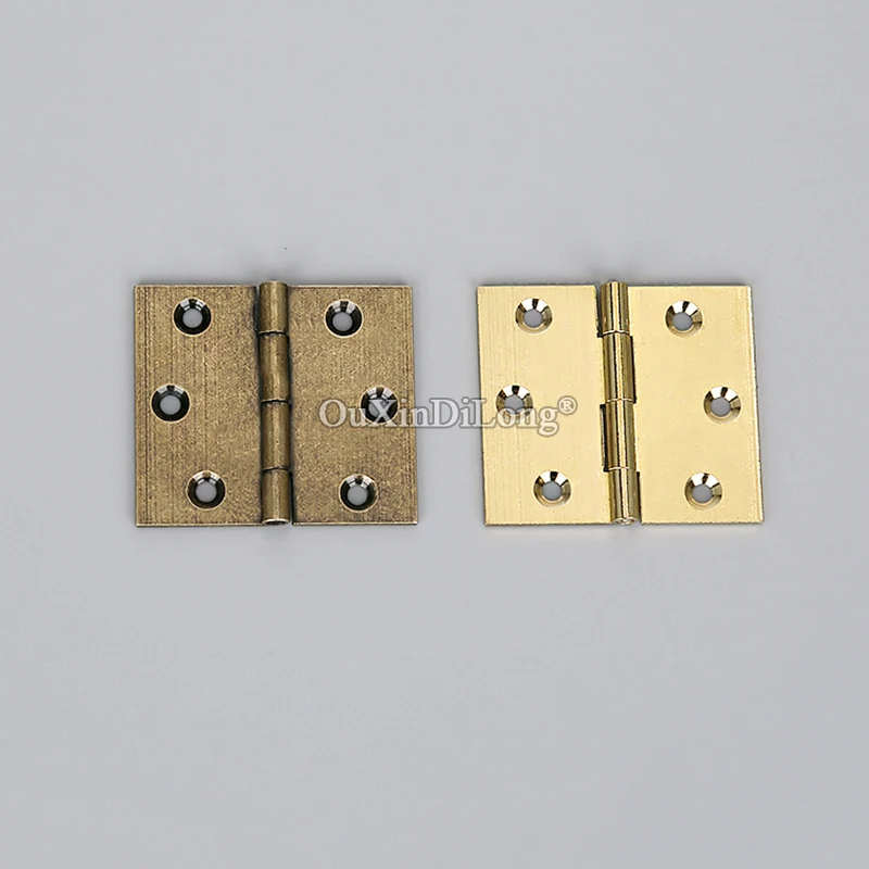 Retro Vintage 10PCS Antique Pure Brass Cabinet Hinges Wooden Cases Jewelry Gift Box Hinges Furniture Small Hinges + Screws