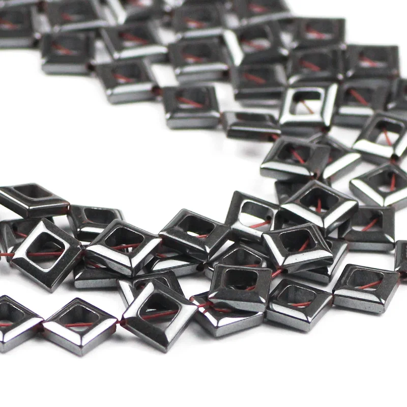 JHNBY Diagonal square Black Hematite 8MM Natural Stone Spacers Loose Beads For Jewelry Making Diy bracelets necklace accessories