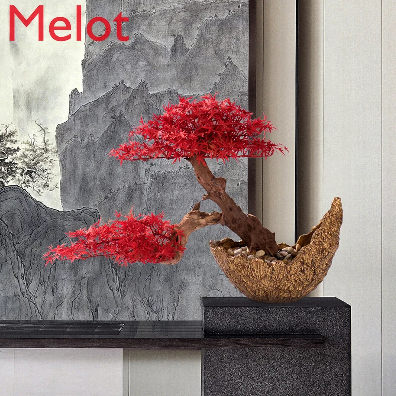 Pine Red Maple Leaf Tree Bonsai Japanese New Chinese Style Plant Bonsai Decoration home decoration accessories for living room