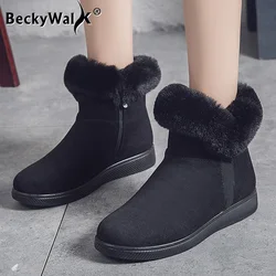 Women Platform Shoes Faux Suede Zip Shoes 2023 Women Snow Boots Warm Fur Plush Winter Ankle Boot Female botas de mujer WSH3720