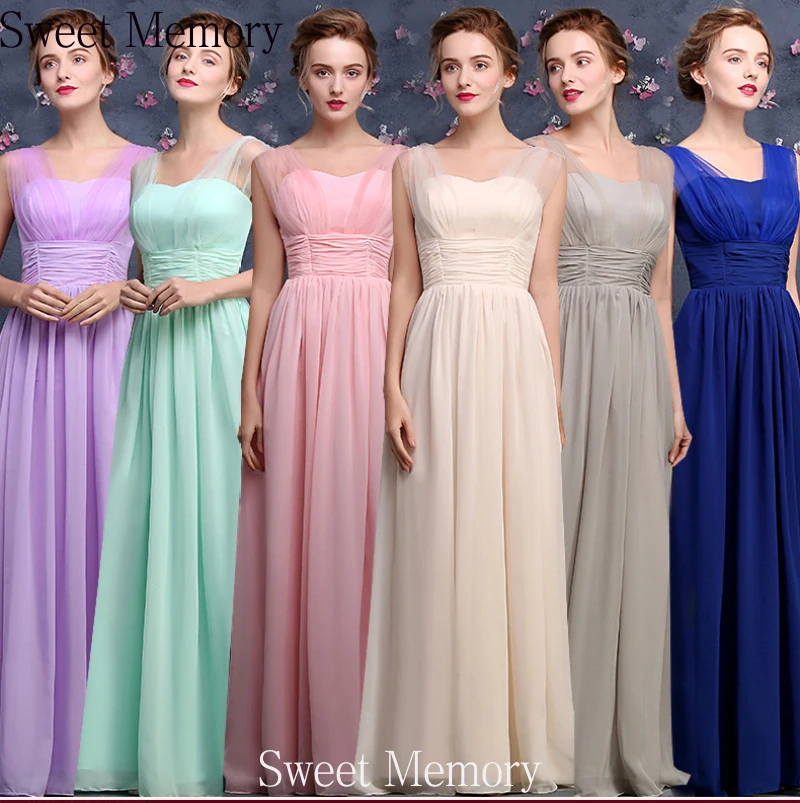 Custom Made Size Color Chiffon Mint Green Champagne Pink Royal Blue Lilac Bridesmaid Dresses Long Wedding Party Dress Prom Gown