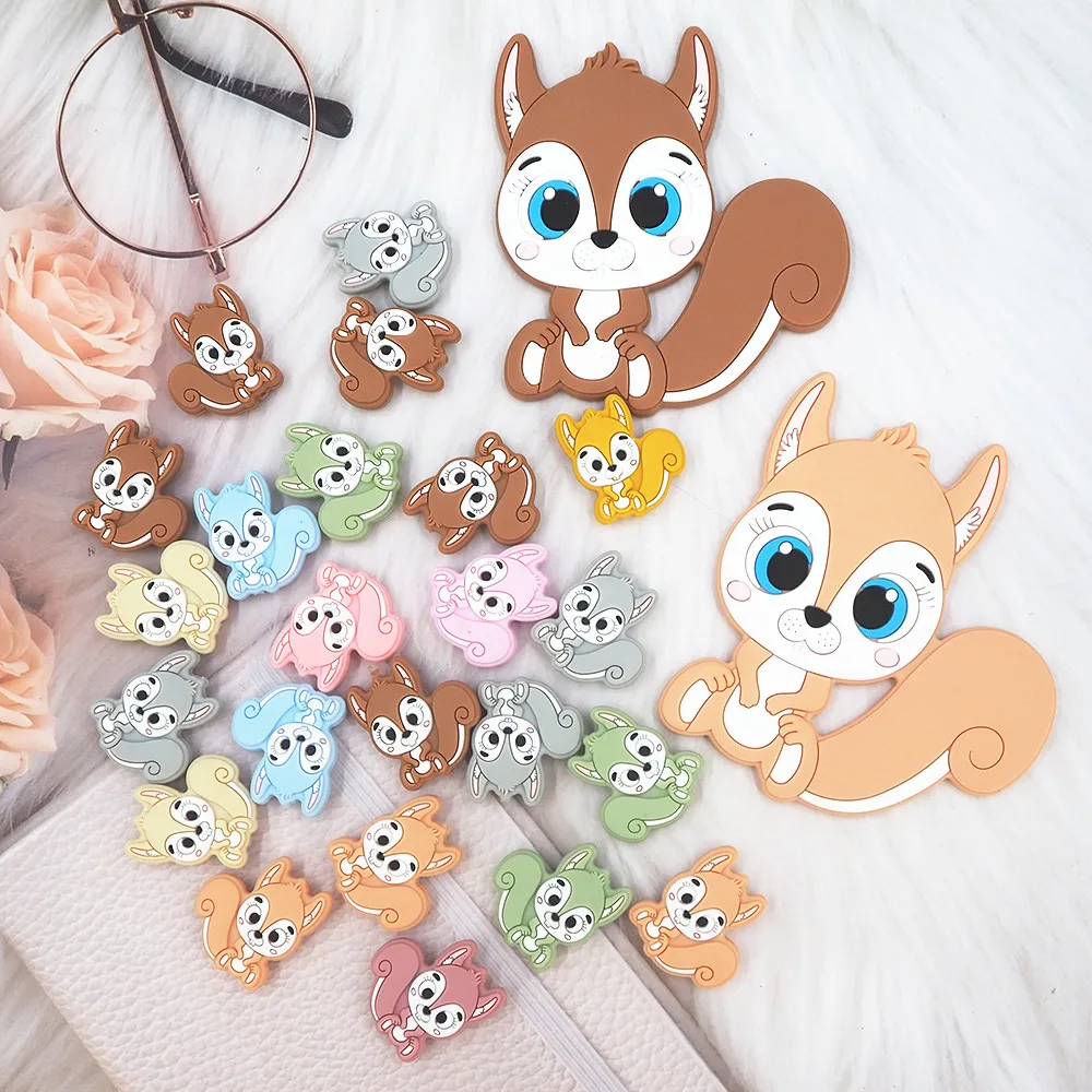 

Chenkai 50PCS Squirrel Silicone Focal Beads For Beadable Pen Silicone Charms for Pen Necklace Making Silicone Character Beads