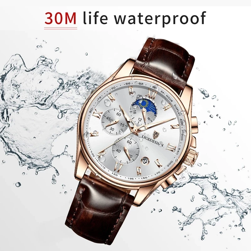 LIGE Mens Watches Top Brand Luxury Mink Watch For Men Military Sports Chronograph Waterproof Men Quartz Wristwatch Reloj Hombre