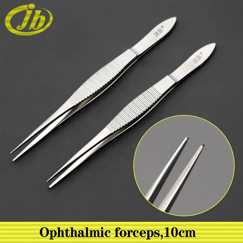 Ophthalmic forceps straight toothed 0.4mm stainless steel 9.5cm horizontal stripes tweezers ophthalmic instruments