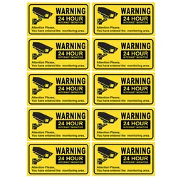 10PCS Waterproof Video Camera Surveillance Security Stickers Decals Warning Alarm Signs for Home Office School Shop