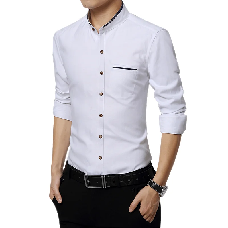 Casual Social Formal shirt Men long Sleeve Shirts Business Slim Office Shirt male Cotton Mens Dress Shirt white 3XL 5XL