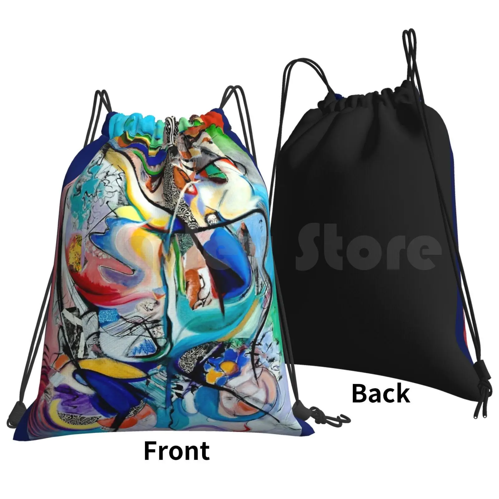 Intimate Glimpses , Journey Of Life Backpack Drawstring Bags Gym Bag Waterproof Colours Tropical Creative Line Colourful